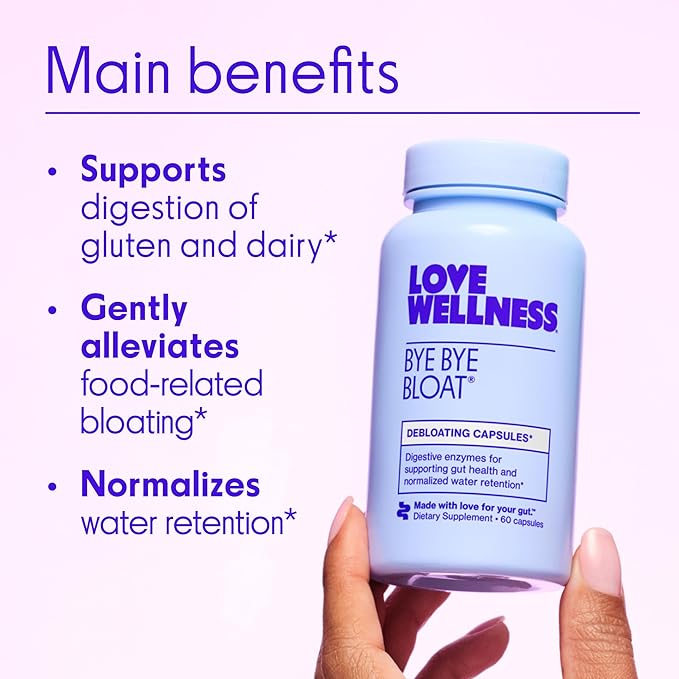 Love Wellness Bye Bye Bloat and Hello Burn Balance Bundle - Digestive Enzymes (60 Count) and Metabolism Support with Green Tea and Selenium (60 Count) - for Women