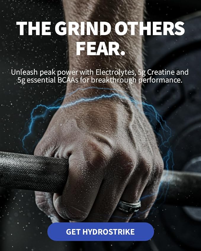 HydroStrike Combat Blend [5g BCAAs 5g Creatine Monohydrate Powerful Blend of Electrolytes Zero Sugar]
