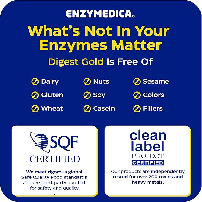 Enzymedica Digest Gold + ATPro Maximum Strength Enzyme Formula Prevents Bloating and Gas 14 Key Enzymes Including Amylase Protease Lipase and Lactase 240 Capsules