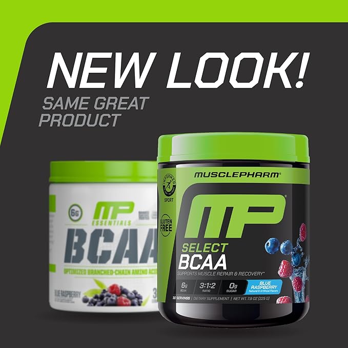 MusclePharm Essentials BCAA Powder Pre &amp Post Workout Recovery Drink Supports Muscle Recovery &amp Energy Production Essential Amino Acids Supplement 30 Servings Blue Raspberry Flavor