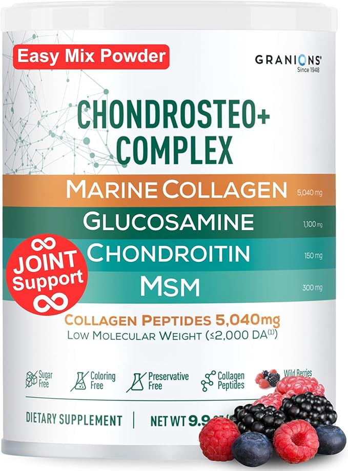 Granions Glucosamine Chondroitin MSM Powder and Marine Collagen Powder unflavored - Joint Support Bundle