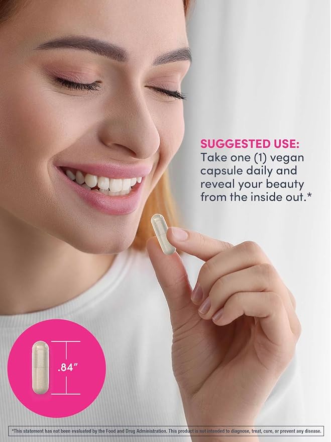 NeoCell Hyaluronic Acid Capsules | 60 Pills | 125 mg | Daily Hydration | Hair Skin &amp Nails | Vegan Supplement