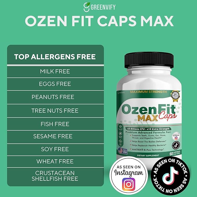 OzenFit Caps Max Probiotic Supplement 40 Billion CFU MAKTREK Bi-Pass Technology 60 Capsules 30-Day Supply (3)