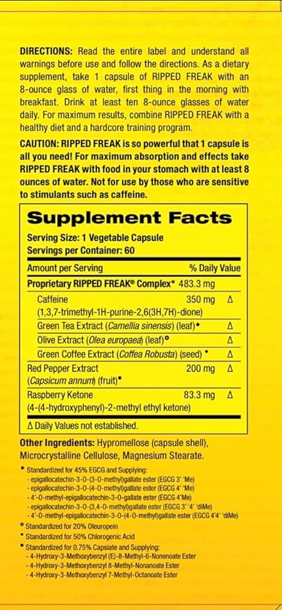 Pharmafreak Ripped Freak | Thermogenic &amp Metabolic Support | Energy &amp Focus for Training | Green Tea Green Coffee &amp Plant Extracts | 60 Vegan Capsules