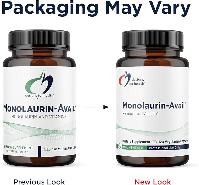 Designs for Health Monolaurin-Avail - 1000mg Glycerol Monolaurate + Vitamin C with Sunflower Lecithin to Enhance Monolaurin Absorption - Non-GMO + Gluten Free Immune Support Supplement (120 Capsules)