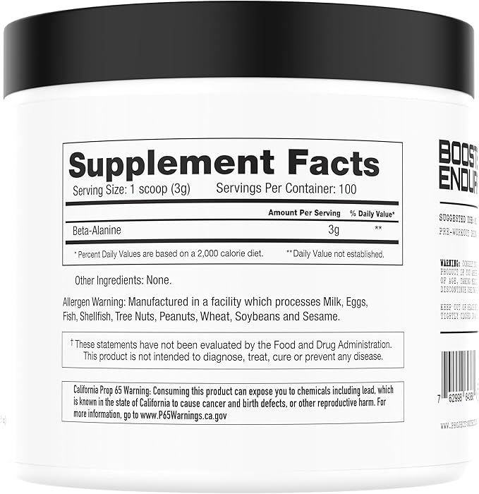 Project #1 Beta-Alanine Powder Unflavored 100 Servings Muscular Endurance Support 300g