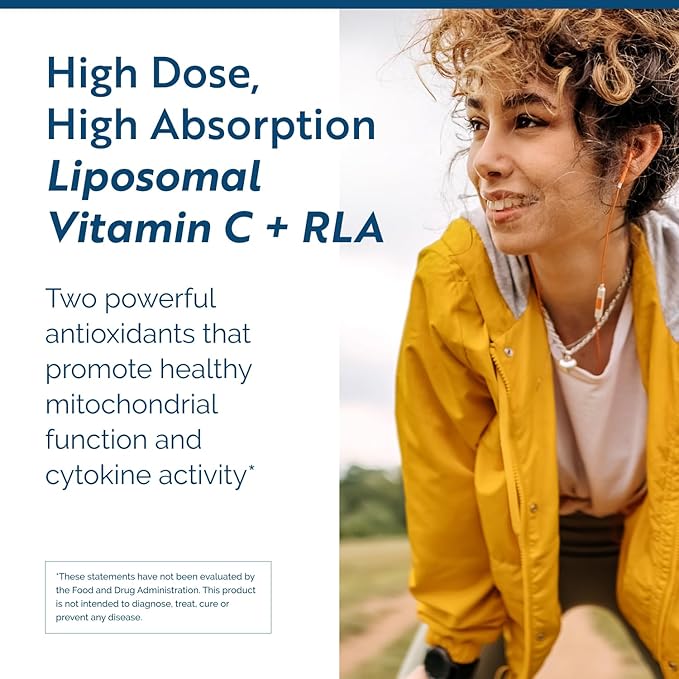 Researched Nutritionals C-RLA - Liposomal Vitamin C with R Lipoic Acid to Support Detox - Vegan &amp Soy-Free Vitamin C Liquid Peppermint Flavor (10 Fl Oz)