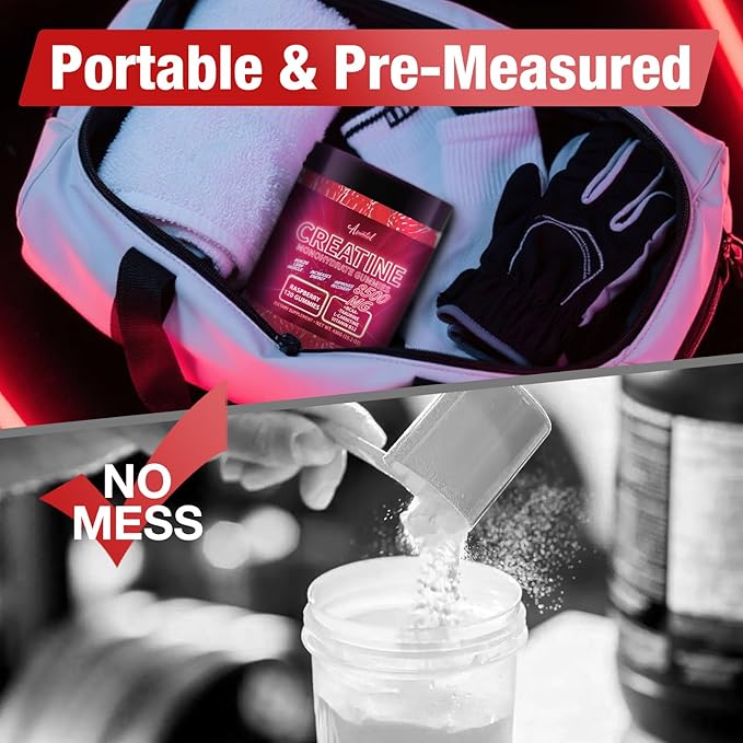 Creatine Monohydrate Gummies Complex 8500 MG for Men &amp Women Creatine Monohydrate Supplement for Muscle Growth Strength &amp Energy Support Pre Workout Gummies 120 Count Raspberry Flavor