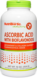 NutriBiotic - Ascorbic Acid with Bioflavonoids Powder 16 Oz | Highly Soluble Antioxidant &amp Collagen Support Supplement | 2000 Mg Vitamin C with Lemon Bioflavonoid Complex | Vegan Gluten &amp GM