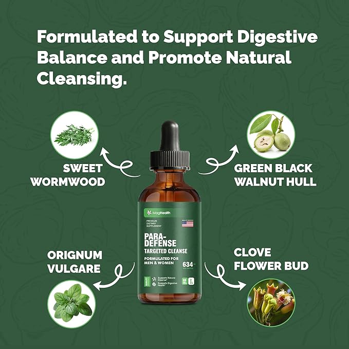 Wormwood Black Walnut Clove Tincture | 3rd Party Tested Digestive Support Drops | Sweet Wormwood Green Walnut Hull &amp Clove Extract Liquid for Gut Wellness | 2 oz 60 Servings