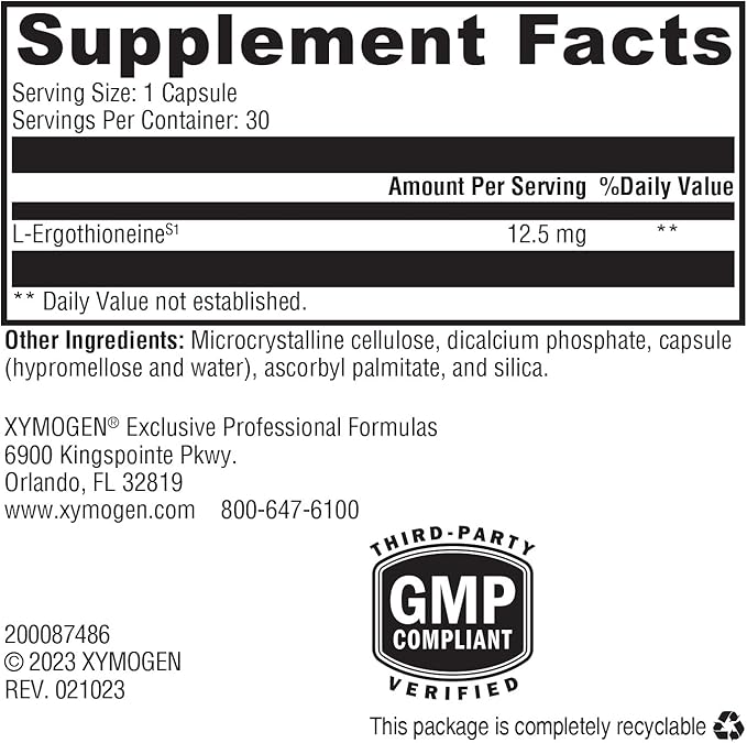 XYMOGEN MitoPrime (30 Capsules) + NAC (120 Capsules) 2-Product Bundle - L Ergothioneine Antioxidant Supplement with 600mg N-Acetyl-Cysteine NAC Supplement