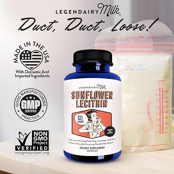 Legendairy Milk Sunflower Lecithin 1200mg Lactation Support Sunflower Lecithin Supplement for Clogged Milk Ducts Made in USA 200 Softgels
