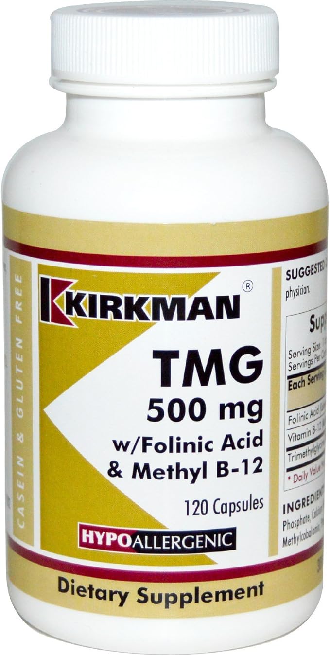 TMG (Trimethylglycine) 500 mg w/Folinic Acid &amp B12 Capsules - Hypo 120 capsules