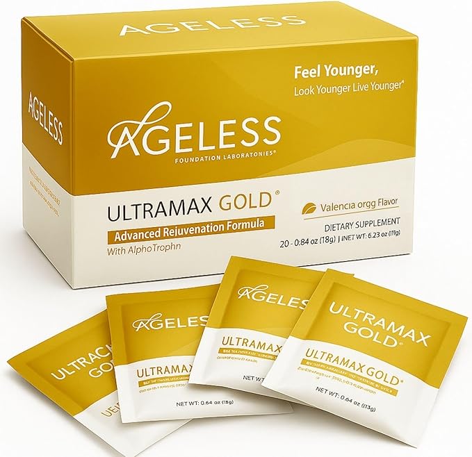 Naturade Ageless UltraMAX GOLD Effervescent Powder – Valencia Orange Flavor – 22 Packets