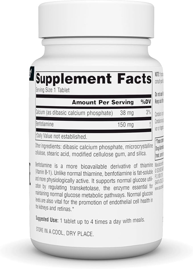 Source Naturals Benfotiamine Fat Soluable Source of Vitamin B-1 150 mg - 120 Tablets
