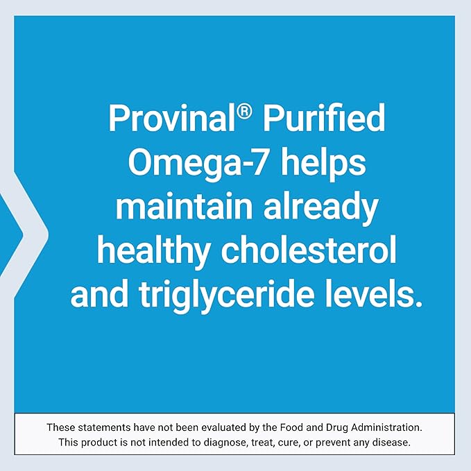 Life Extension Provinal Purified Omega-7 palmitoleic Acid derived from Highly Concentrated Marine Oil Cholesterol triglycerides &amp Heart Health Support Gluten-Free Non-GMO 30 softgels