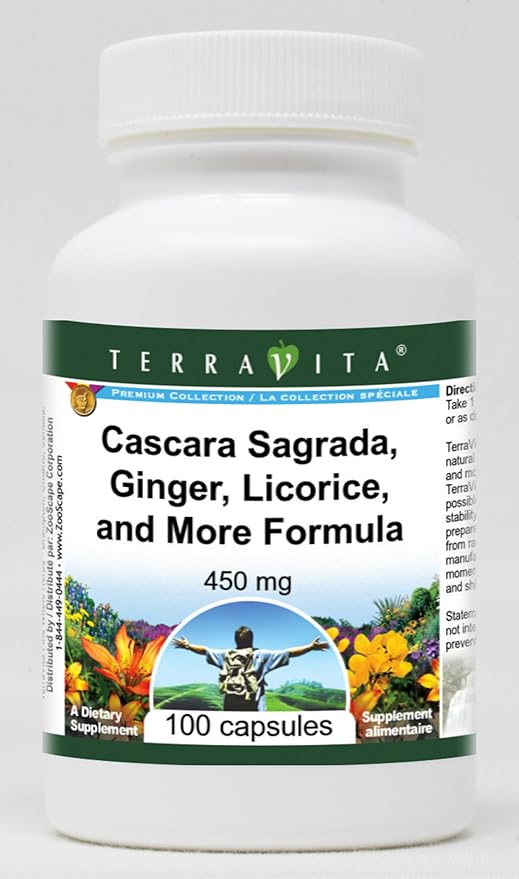 Cascara Sagrada Ginger Licorice and More Formula - 450 mg (100 Capsules ZIN: 512529) - 3 Pack