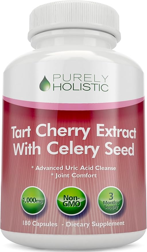 Tart Cherry Extract Capsules 1000mg - 180 Capsules 3 Month Supply - Blend with Tart Cherry and Celery Seed Powder