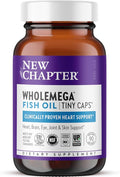 New Chapter Wholemega Fish Oil Supplement Tiny Capsules 2000mg per Serving Clinically Proven Wild Alaskan Salmon Oil with Omega-3 + Vitamin D3 + Astaxanthin 500mg Each - 90 Count