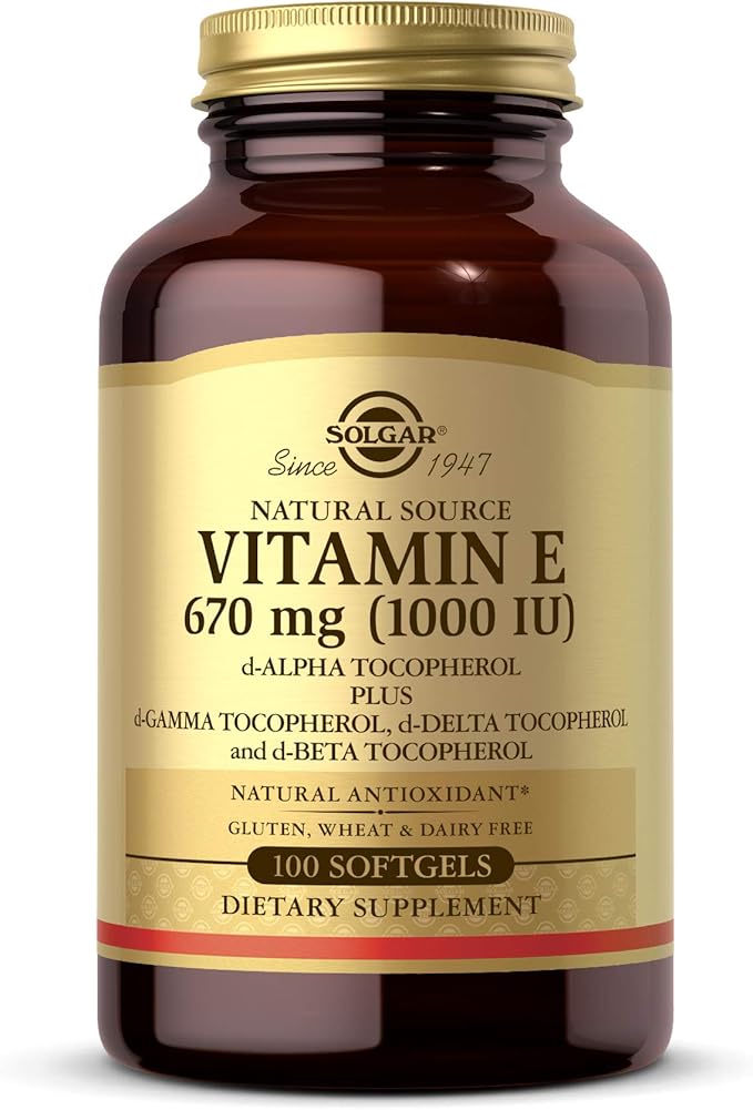 Solgar Vitamin E 670 mg (1000 IU) 100 Mixed Softgels - Natural Antioxidant Skin &amp Immune System Support - Naturally-Sourced Vitamin E - Gluten Free Dairy Free - 100 Servings