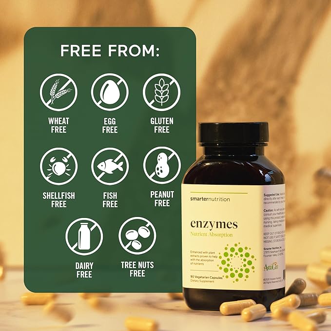 SMARTERNUTRITION Vegan Digestive Enzymes - Digestion Bloating &amp Gut Health Support with 16 Multi Enzymes for Nutrient Absorption &amp Meal Time Comfort for Both Men &amp Women - 90 Count[30-Day