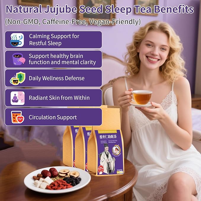 Baihuatang Good Night Sleep Tea 450g(5g*90 Bags) with Poria Cocos Sour Jujube Dried Mulberries Goji Berry Barley Jujube slices Caffeine Free Soothes Rest Wellness 酸枣仁茯苓助眠茶