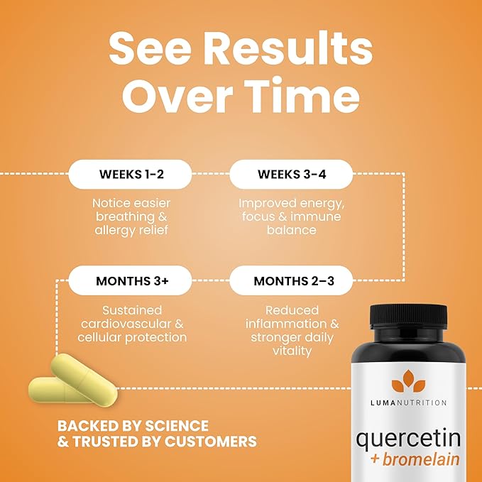 Luma Nutrition Quercetin 500mg - Quercetin with Bromelain Supplement - Antioxidant - Immune Support - Vegan &amp Gluten-Free - 60 Capsules