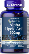 Puritan's Pride Alpha Lipoic Acid 300mg Dietary Supplement for Antioxidant Health Sugar and Energy Metabolism Support 4 Month Supply 120 Rapid Release Softgels