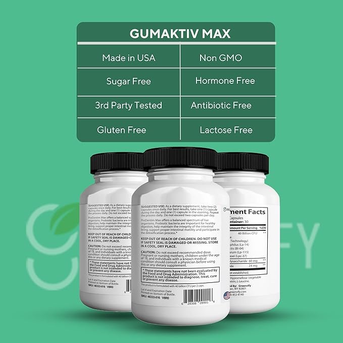 GumAktiv Max Probiotic Supplement 40 Billion CFU 60 Capsules Advanced Formula for Digestive Health (3)
