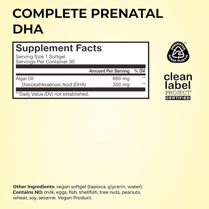 HUM Complete Prenatal Multivitamin for Women with Folate DHA and Choline 23 Nutrients for Daily Support Gluten Free Non GMO Supplement for Pre During and Post Pregnancy 30 Vegan Capsules