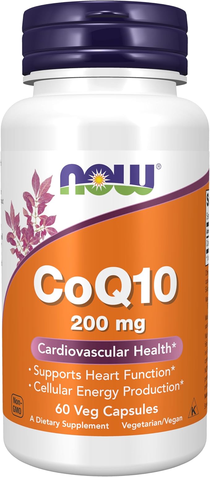NOW Foods Supplements CoQ10 (Coenzyme Q10) 200 mg Cardiovascular Health* 60 Veg Capsules