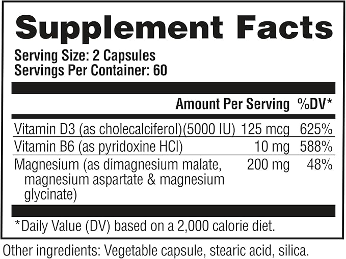GAT SPORT Pro Magnesium High Potency Increased Absorption Vitamin B6 Vitamin D 120 Capsules