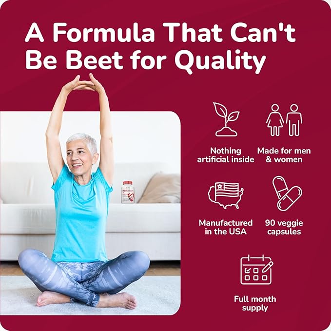 Pro Flow Circulation Support Supplement – 90 Beet Root Capsules with Grape Seed Extract L-Arginine Vitamins B12 beet root extract capsules Blood Circulation Supplement - 90 Capsules