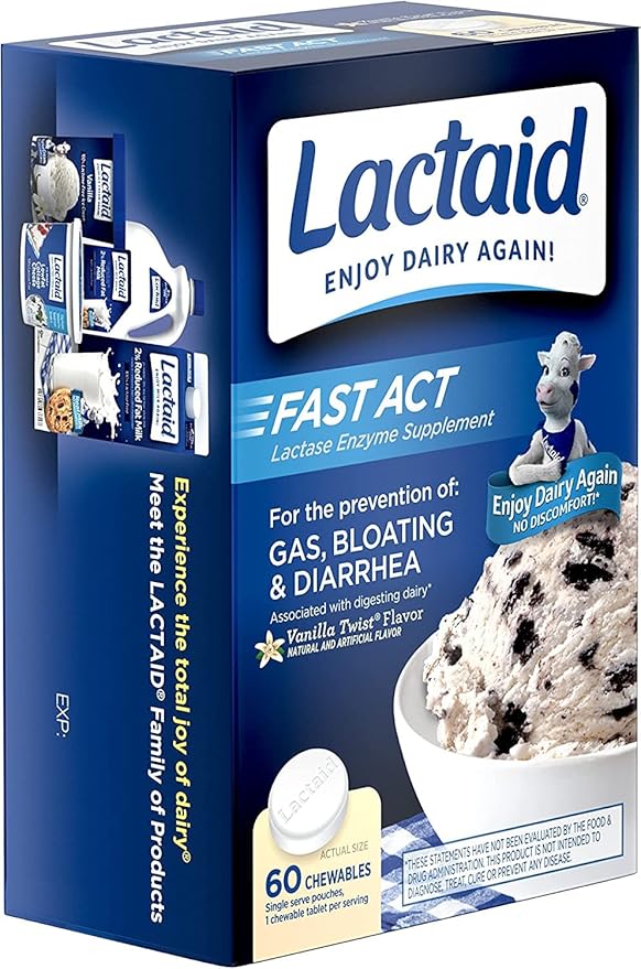 LACTAID Fast Act Chewables Vanilla Twist 60 ea (Pack of 12)