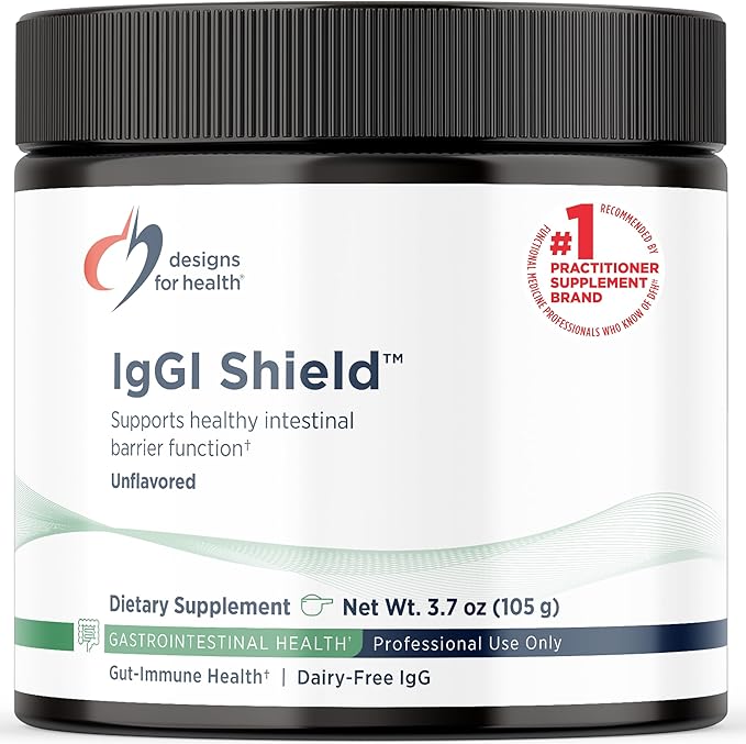 Designs for Health IgGI Shield Powder - Dairy-Free Imunoglobulin IgG Supplement SBI with N-Acetyl-Glucosamine - Supports Healthy Intestinal Barrier Function (3.7oz / 30 Servings)