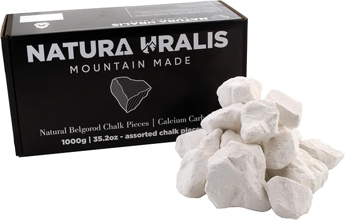 Premium Belgorod Chalk Chunks | White Chalk Chunks - Amazing Crunch Satisfying Earthy Velvety and Firm Texture ASMR Sensation Natural Calcium Carbonate (Large (35oz))