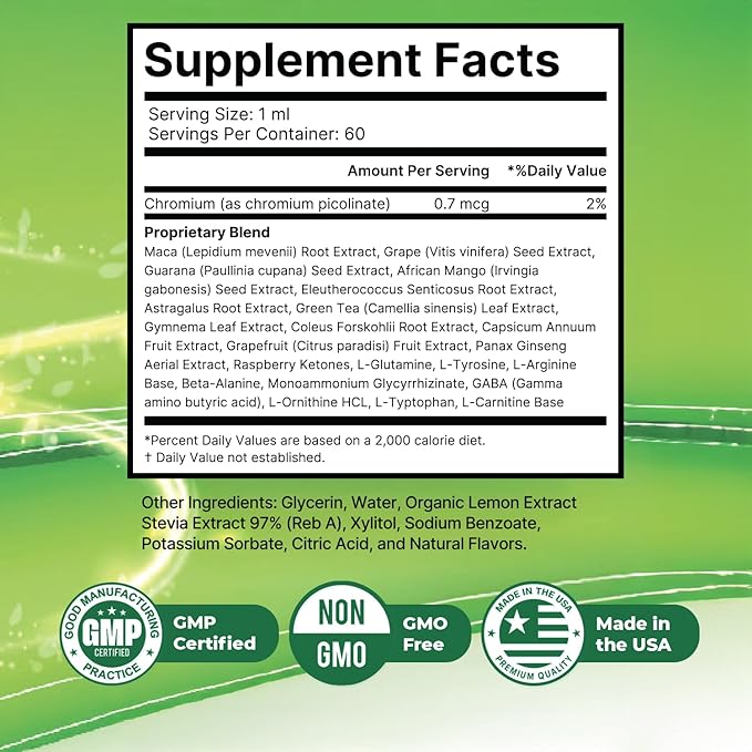 Flash Burn – Natural Plant-Based Liquid Supplement with Maca Grape Seed Green Tea &amp Ginseng – Made in USA Non-GMO Gluten-Free Dairy-Free Vegetarian - 2 Fl Oz (40 mL) 2 Month Supply