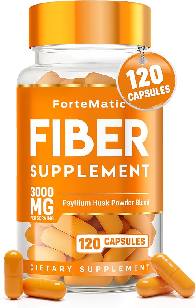 Fiber Supplement Capsules – Psyllium Husk 3000mg for Digestive Health &amp Gut Health | Fiber Capsules for Constipation | Aloe Vera Chia Seed &amp Flaxseed | 120 Count