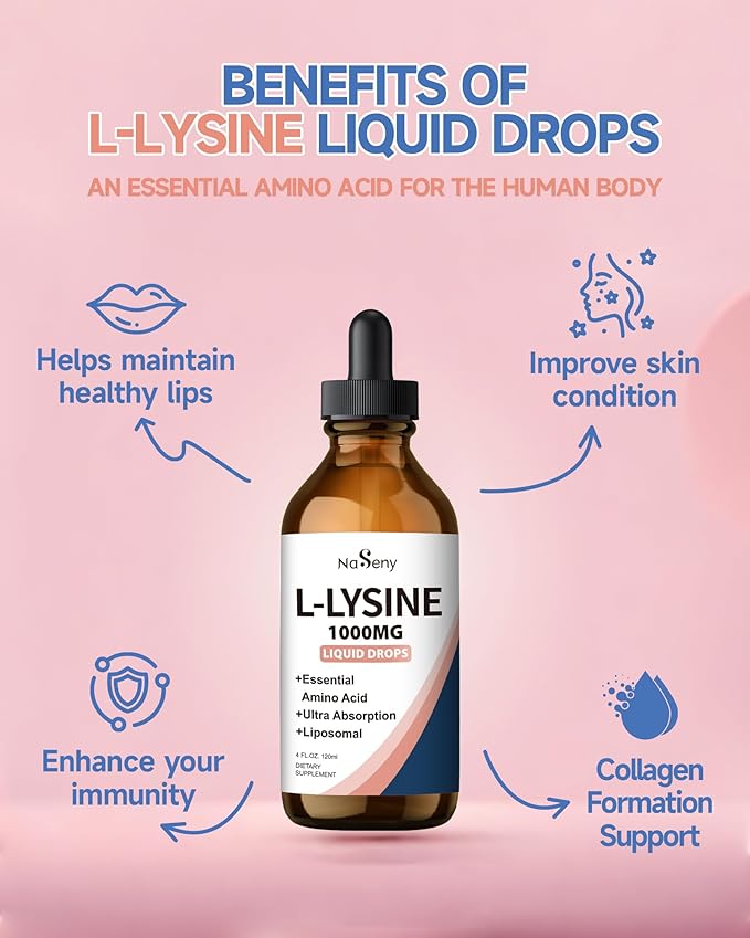 L-Lysine Liquid Drops Lysine 1000mg Supplement Essential Amino Acid Organic Moringa Oleifera Liquid Drops 1000mg Moringa Leaf Supplement