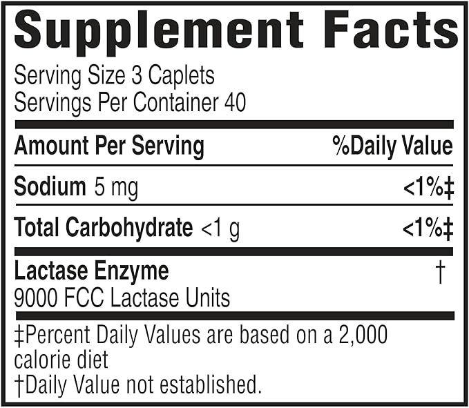 Dairy Relief for Lactose Intolerance- Pills for Enzyme Relief Intolerance Digestion 120 Tablets (Pack of 1)