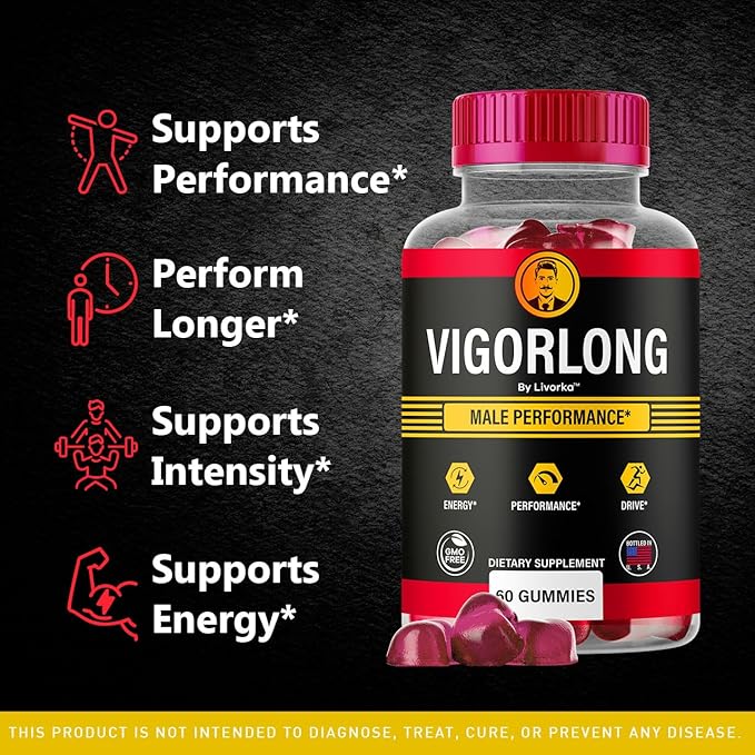 Vigorlong Gummies - Official VigorLongGummies for Men Premium Natural Support Vigorlong Gummy Maximum Energy Advanced Support Formula for Overall Health &amp Wellness 60 Gummies for 1 Month