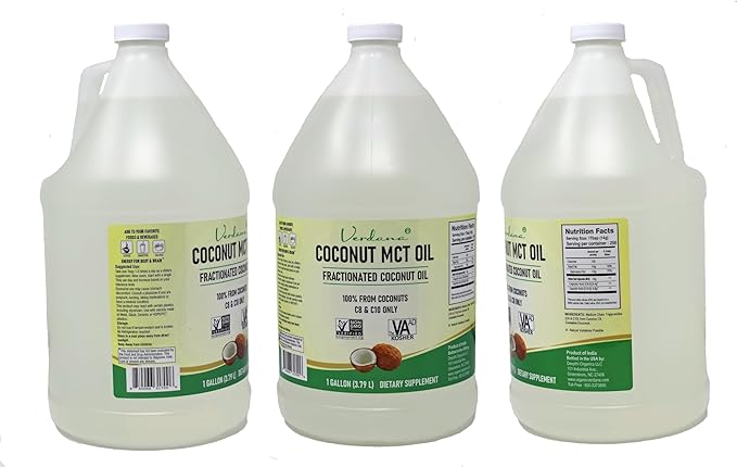 Verdana Coconut MCT Oil 1 Gallon – Food Grade for Keto Coffee Unflavored Natural Oil Pulling Mouthwash Massage Aromatherapy – 100% from Coconut - Medium Chain Triglycerides – Non-GMO Kosher