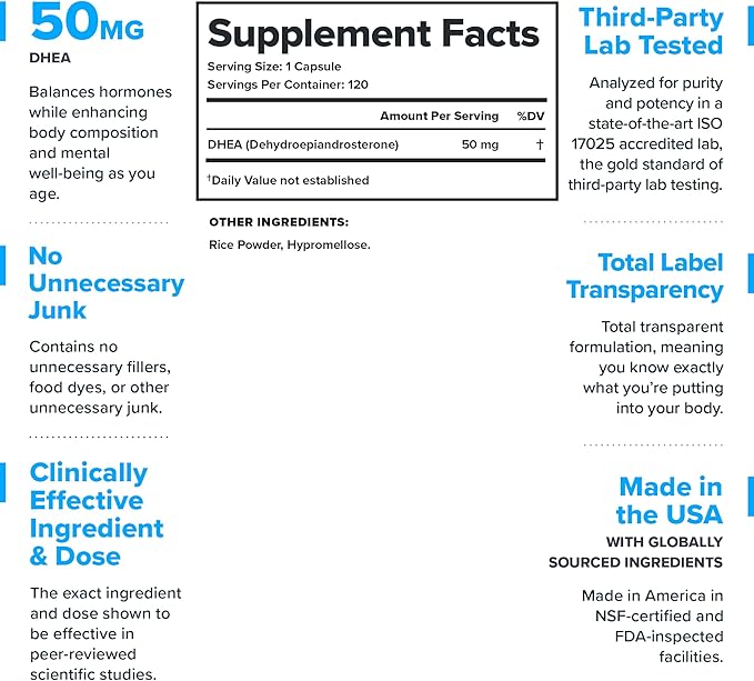 LEGION DHEA 50mg Supplement for Men &amp Women – Supports Hormone Balance &amp Wellness Helps Maintain Energy Immune System &amp Bone Strength Naturally Sweetened Non-GMO Gluten-Free (120 Serv