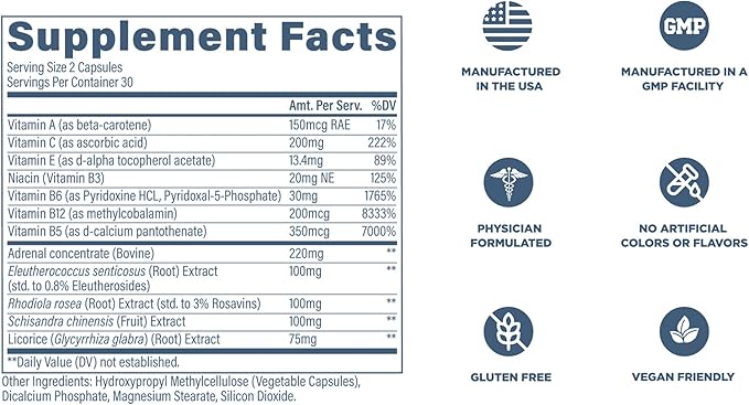 Revive MD Adrenal Support Supplements for Fatigue - Natural Cortisol Manager &amp Supplement with Rhodiola Rosea &amp Ashwagandha Promotes Energy Levels &amp Mental Performance - Men &amp Women -