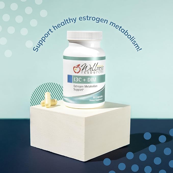 Wellness Resources I3C + DIM for Healthy Estrogen Metabolism Detoxification (60 Capsules) - 300mg I3C + 100mg DIM - Vegan Gluten-Free