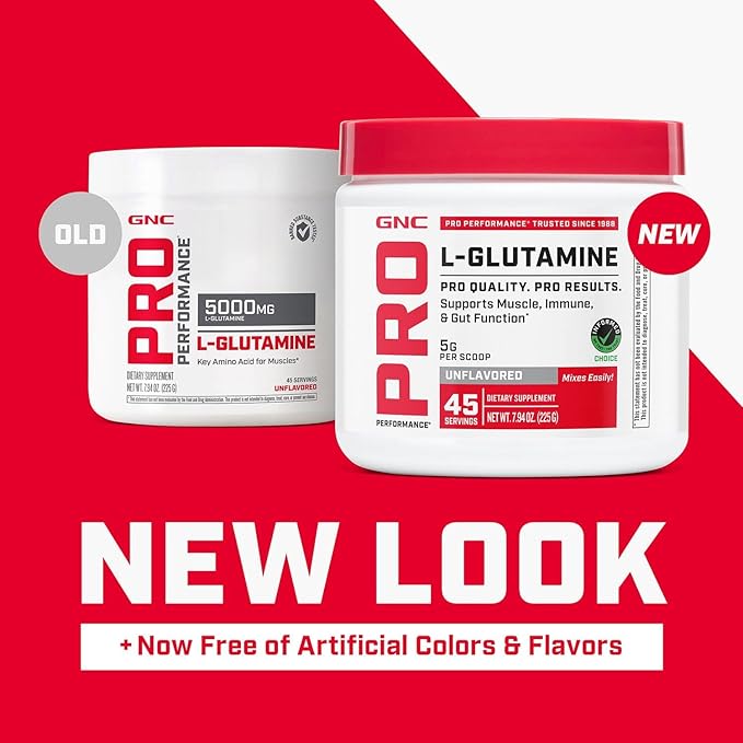 GNC Pro Performance L-Glutamine 5000mg Amino Acid Supplement Powder Supports Muscle Recovery &amp Function Fuels Immune System Unflavored 45 Servings