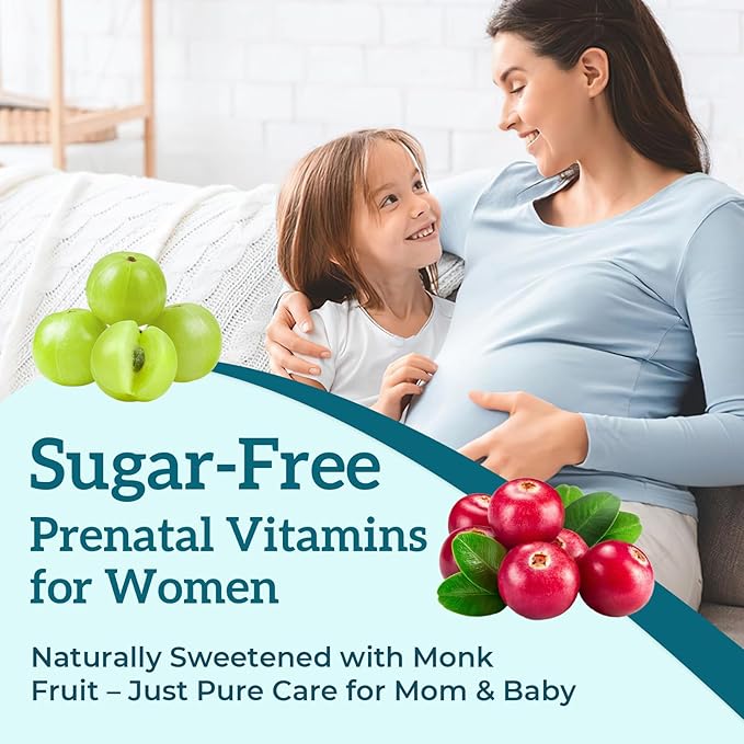 Prenatal Gummies Sugar Free 90 Count - Organics Prenatal Vitamins for Women with Folate DHA &amp Probiotics - Iron Free Prenatal Vitamin Gummies for Immune &amp Digestive - 1 Bottle