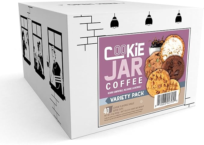 Cookie Jar Assorted Flavored Coffee Pods for Keurig K Cup BrewersVariety Pack – Flavored Coffee Sampler with Multiple Delicious Options40 Count (Pack of 2)