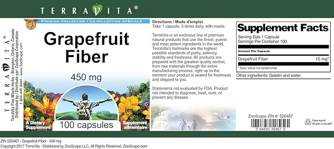 Grapefruit Fiber - 450 mg (100 Capsules ZIN: 520467) - 3 Pack