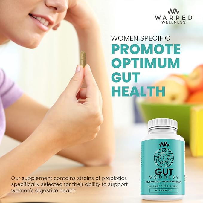 Womens Gut Health Support Supplement | Female Probiotic Digestive Enzyme Vitamin | Papain Enzyme for Digestion Support | Gut Goddess